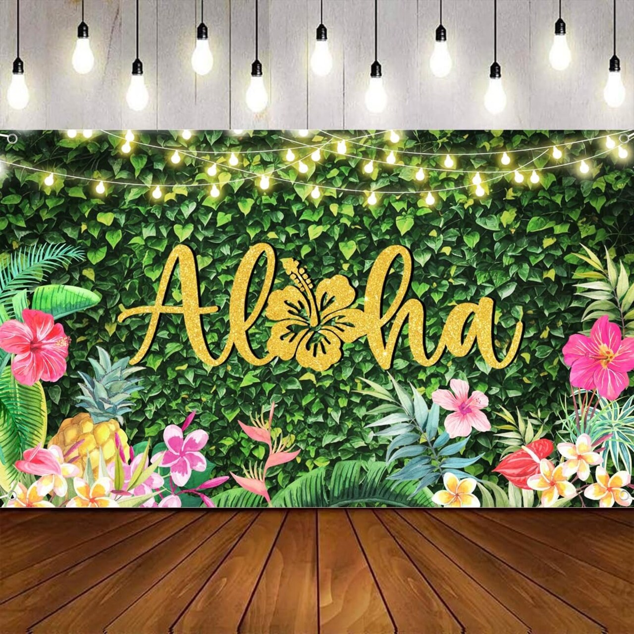 Aloha Summer Backdrop, Hawaiian Tropical Luau Party Decorations